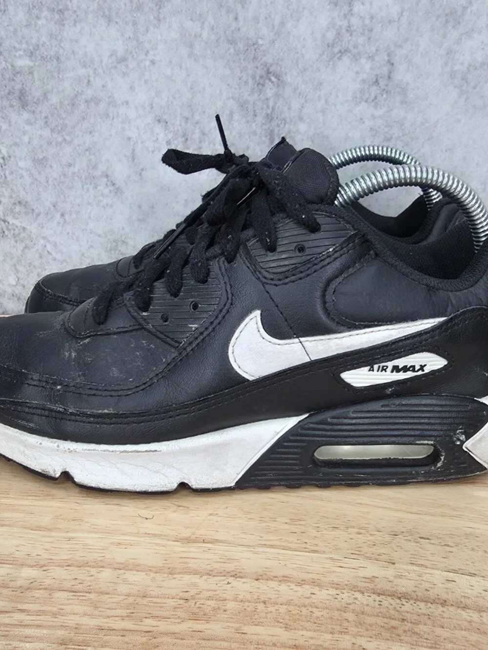 Nike Air Max 90 Shoes Boy's 6.5Y LTR Black White